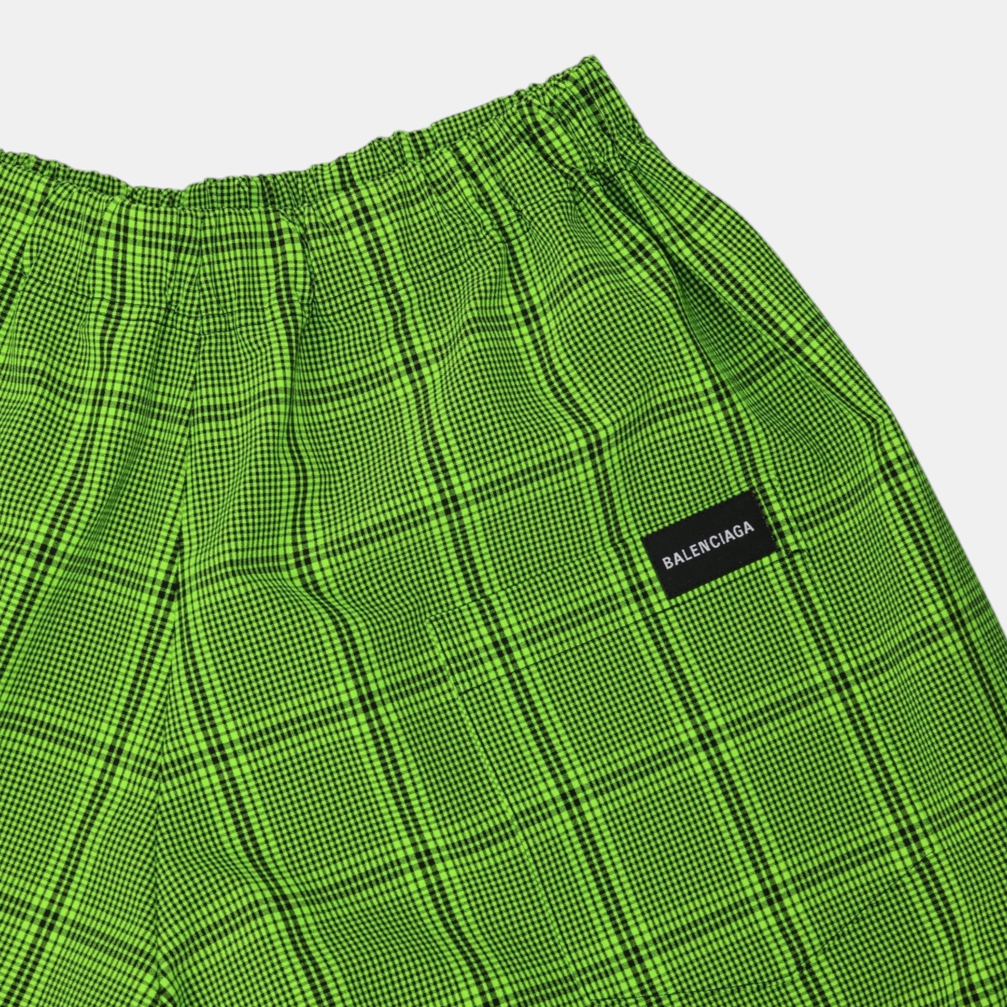 [Campaign] Balenciaga Lime Green Checked Trousers (M44) - Brand New - Balenciaga - from the ss17 to aw21 archives