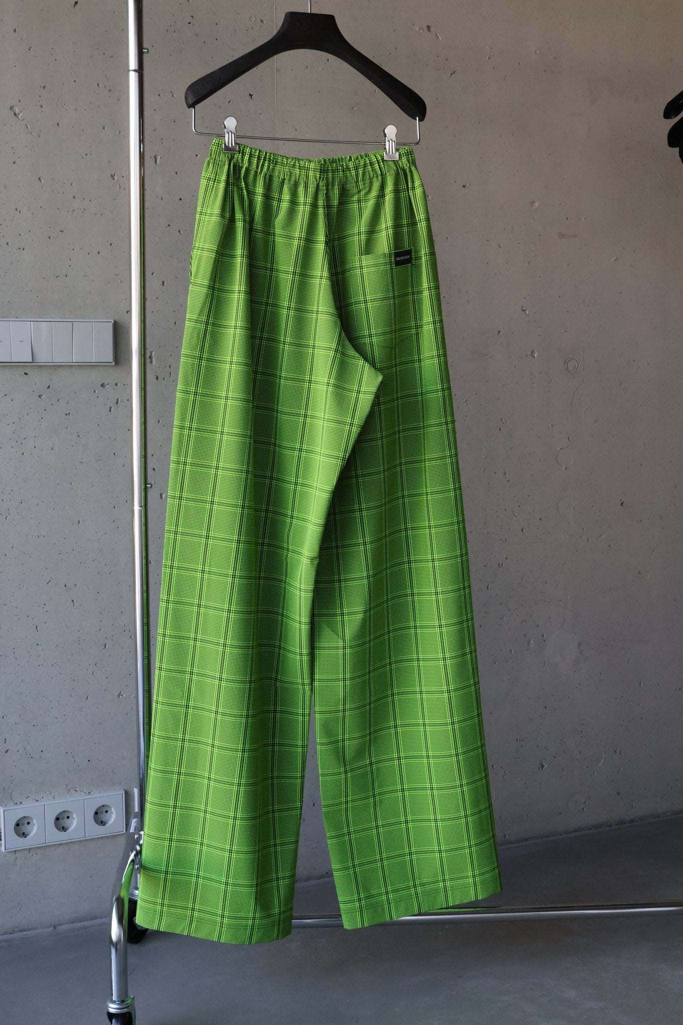 [Campaign] Balenciaga Lime Green Checked Trousers (M44) - Brand New - Balenciaga - from the ss17 to aw21 archives