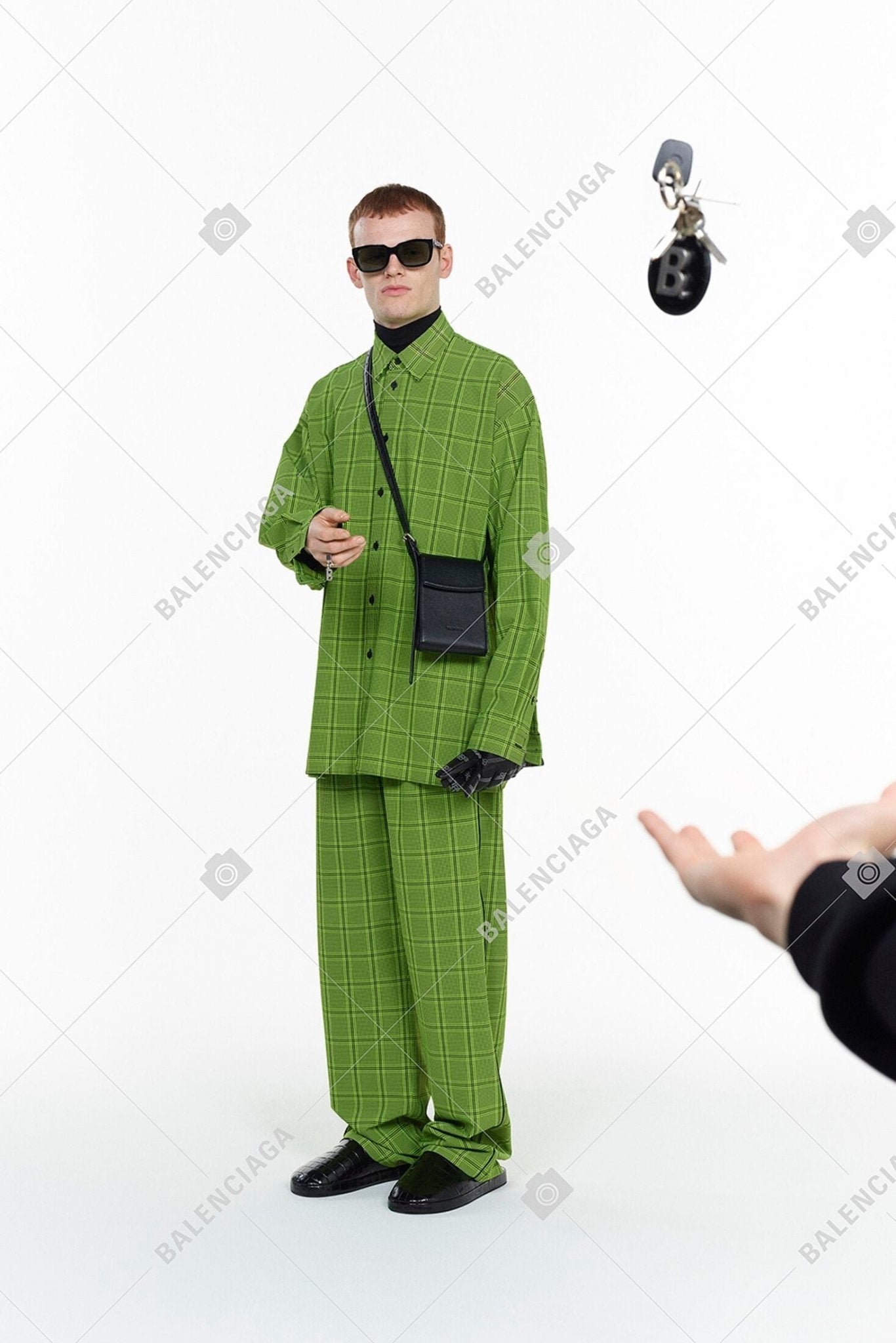[Campaign] Balenciaga Lime Green Checked Trousers (M44) - Brand New - Balenciaga - from the ss17 to aw21 archives