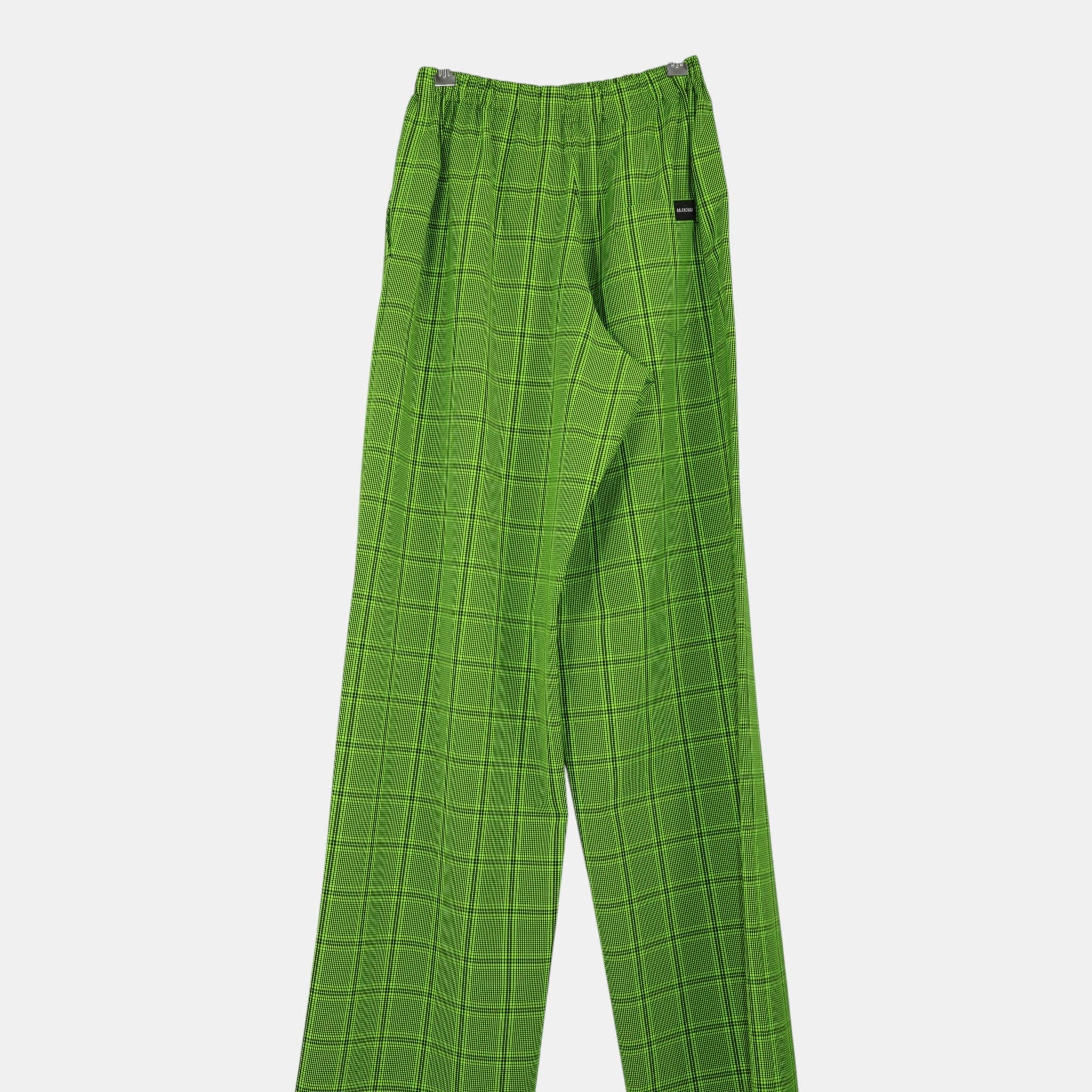 [Campaign] Balenciaga Lime Green Checked Trousers (M44) - Brand New - Balenciaga - from the ss17 to aw21 archives