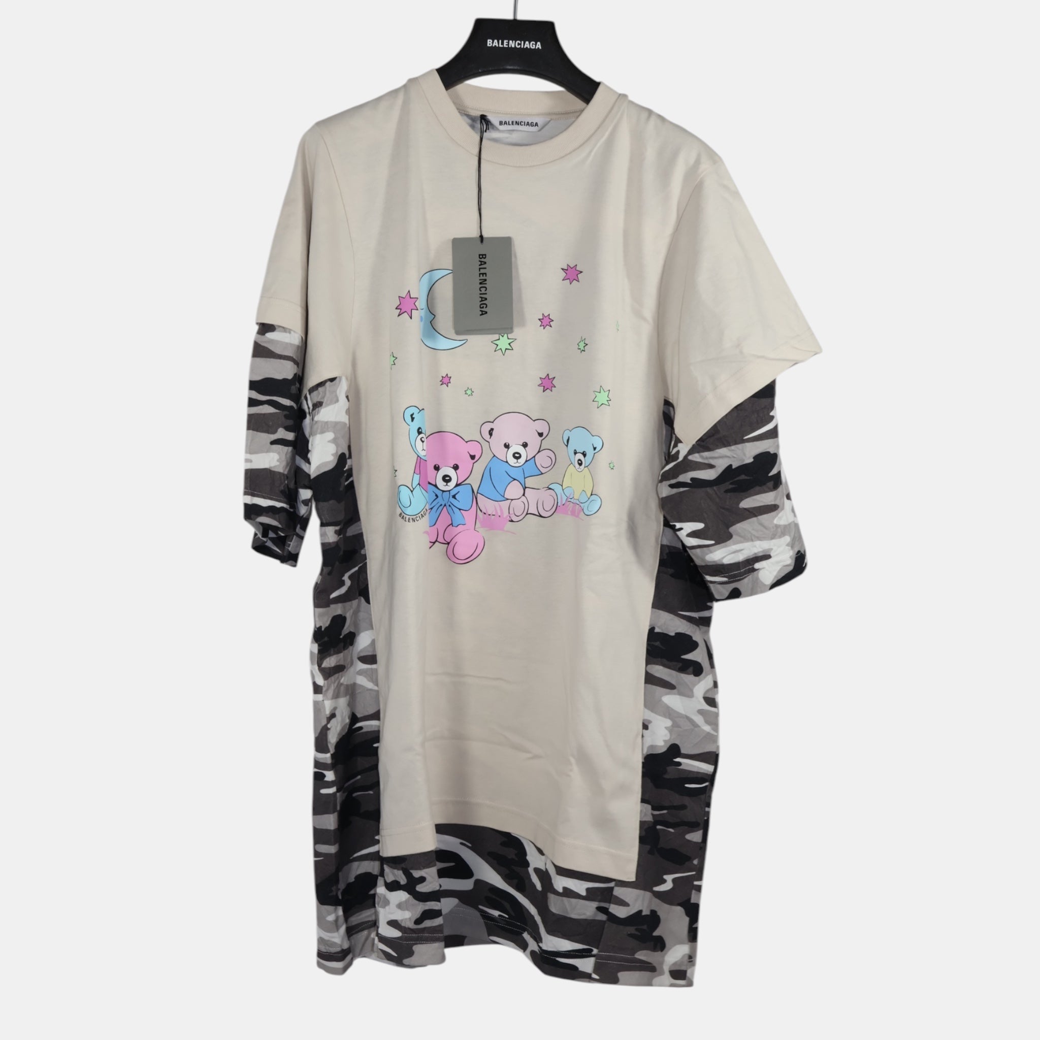 [Campaign] Balenciaga Love Bear Double Layer Camouflage T-shirt (XS) - New w/ Tags - Balenciaga - from the ss17 to aw21 archives