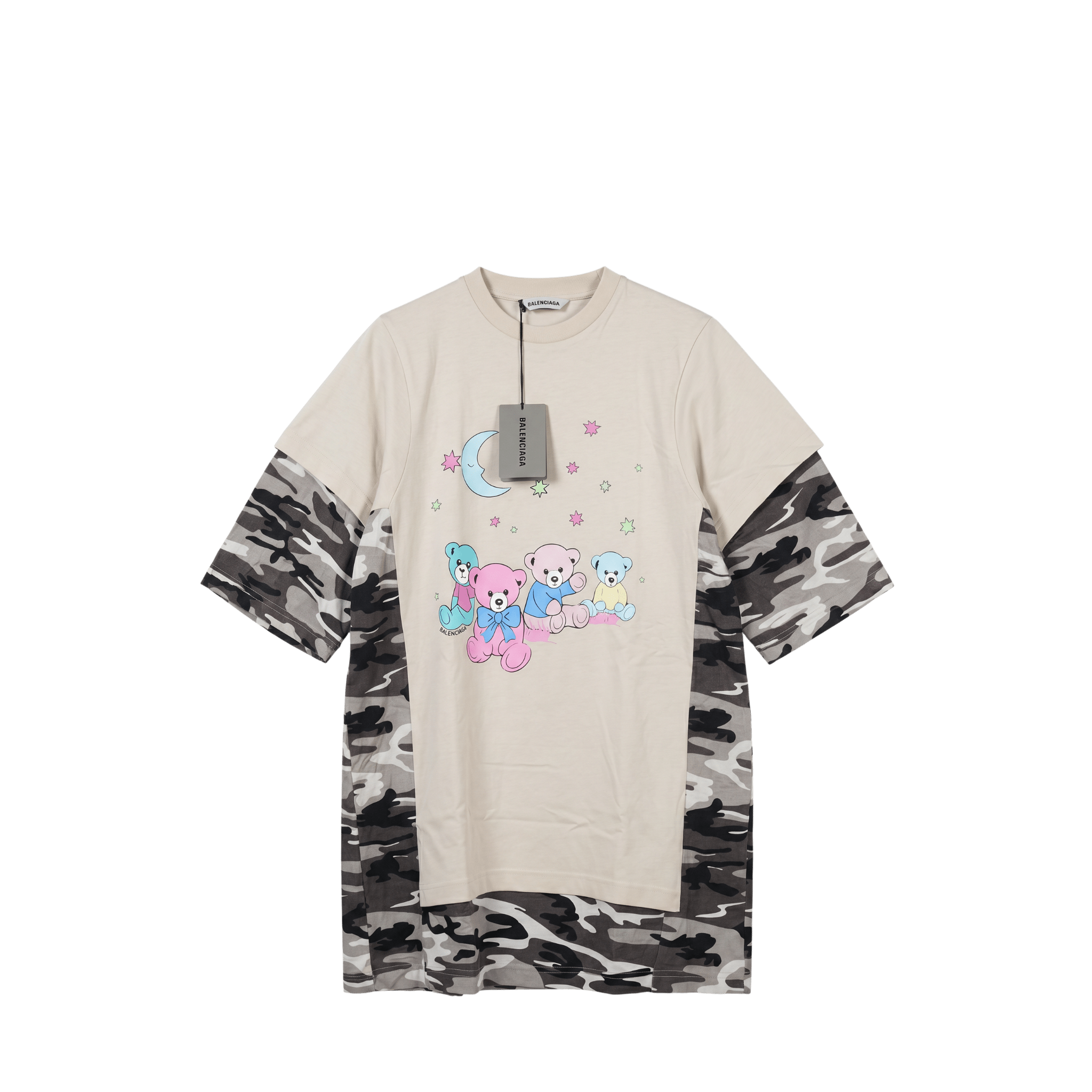 [Campaign] Balenciaga Love Bear Double Layer Camouflage T-shirt (XS) - New w/ Tags - Balenciaga - from the ss17 to aw21 archives