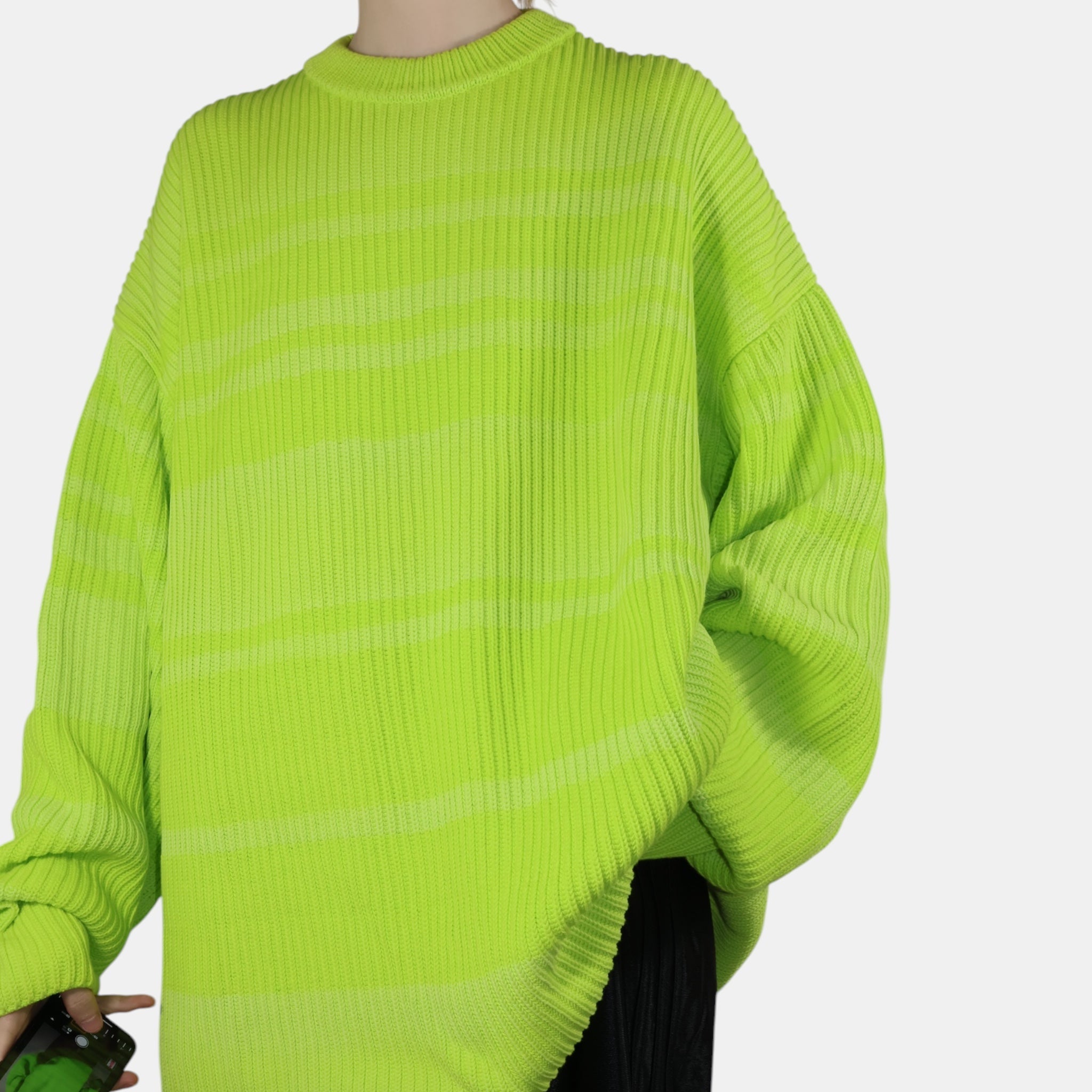 [Campaign] Balenciaga Over-dyed Stripy Knit Lime (XS) - Brand New w/ Tags - Balenciaga - from the ss17 to aw21 archives