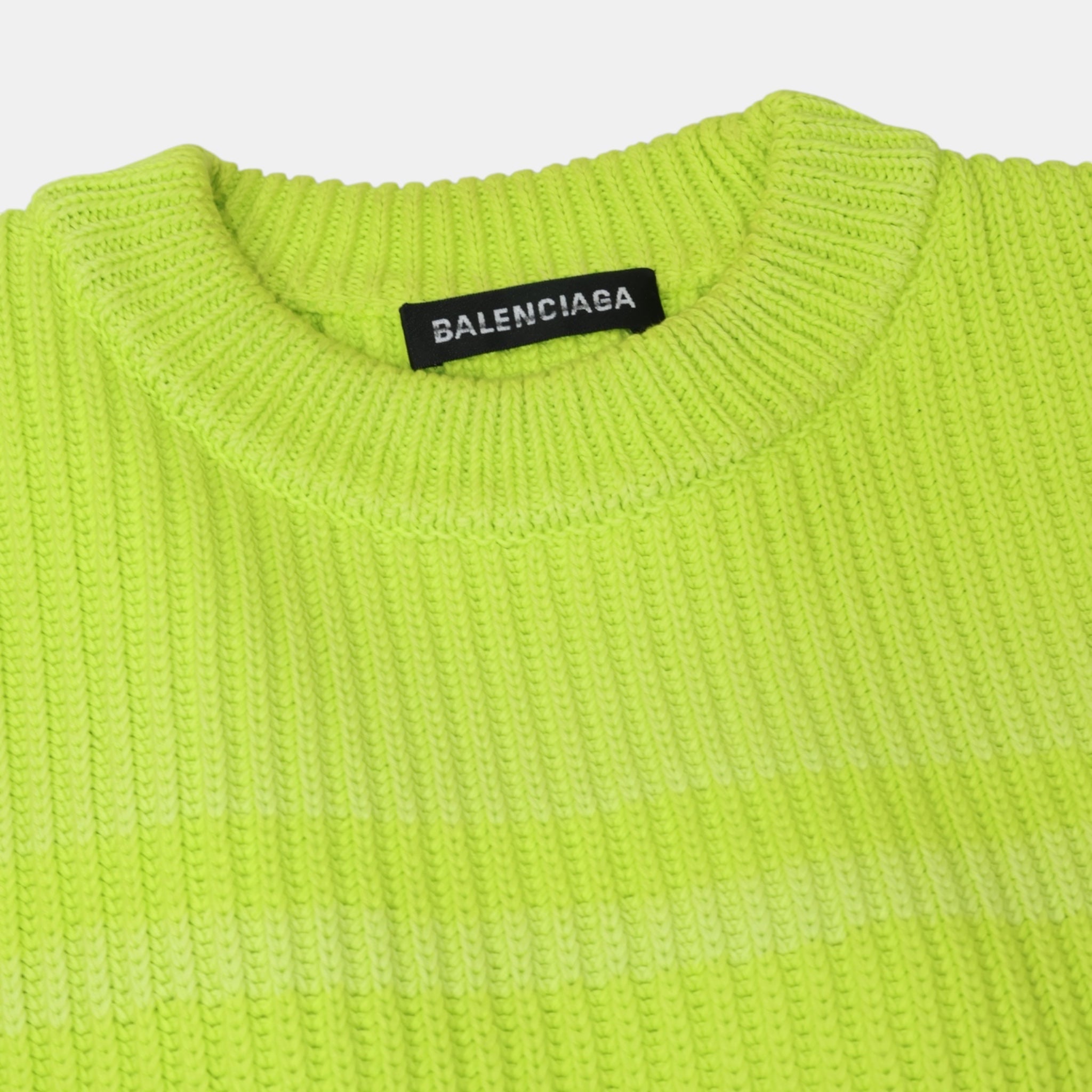 [Campaign] Balenciaga Over-dyed Stripy Knit Lime (XS) - Brand New w/ Tags - Balenciaga - from the ss17 to aw21 archives