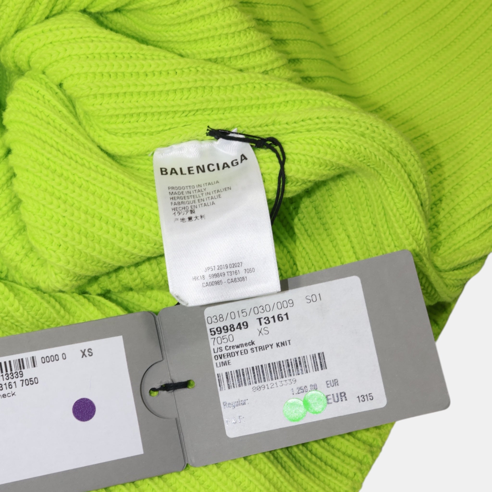 [Campaign] Balenciaga Over-dyed Stripy Knit Lime (XS) - Brand New w/ Tags - Balenciaga - from the ss17 to aw21 archives