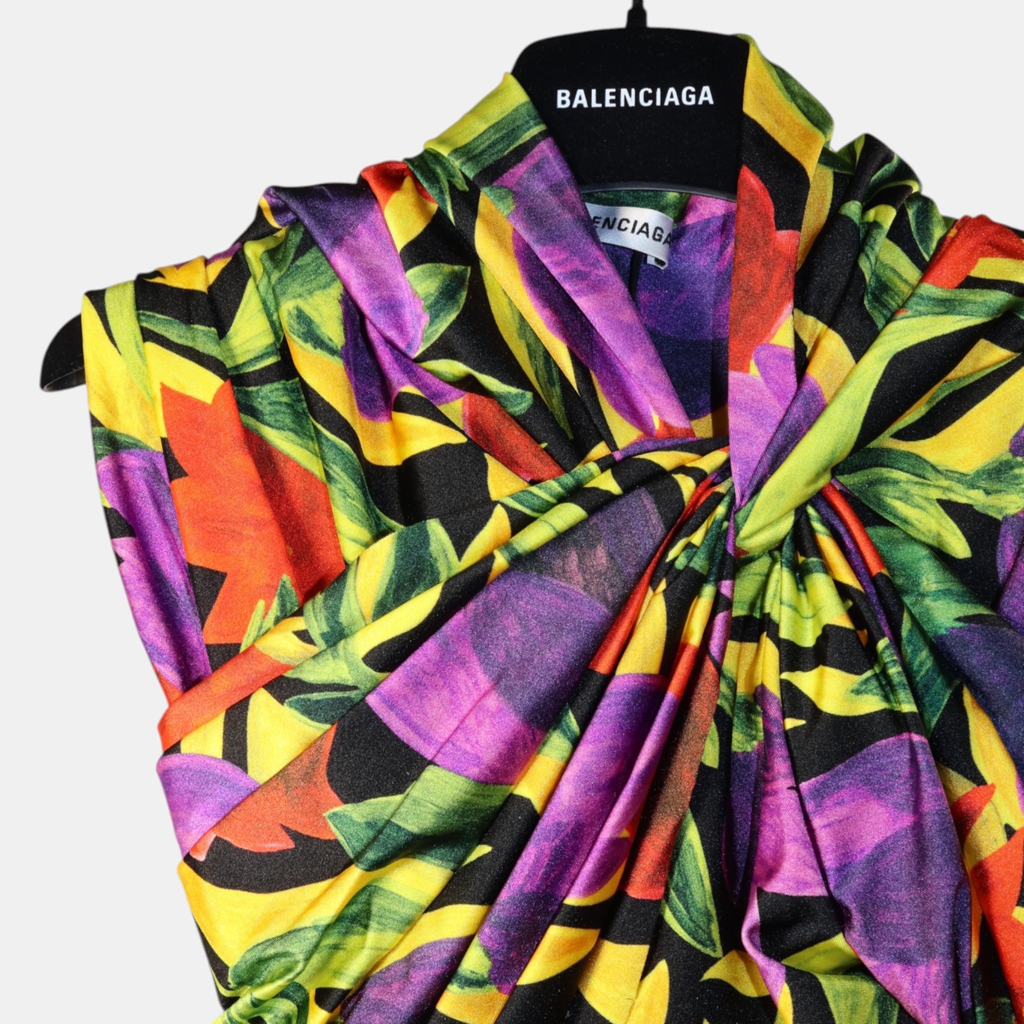 [Campaign] Balenciaga Spandex Floral Draped Tank Top (F34) - Brand New w/ Tags - Balenciaga - from the ss17 to aw21 archives