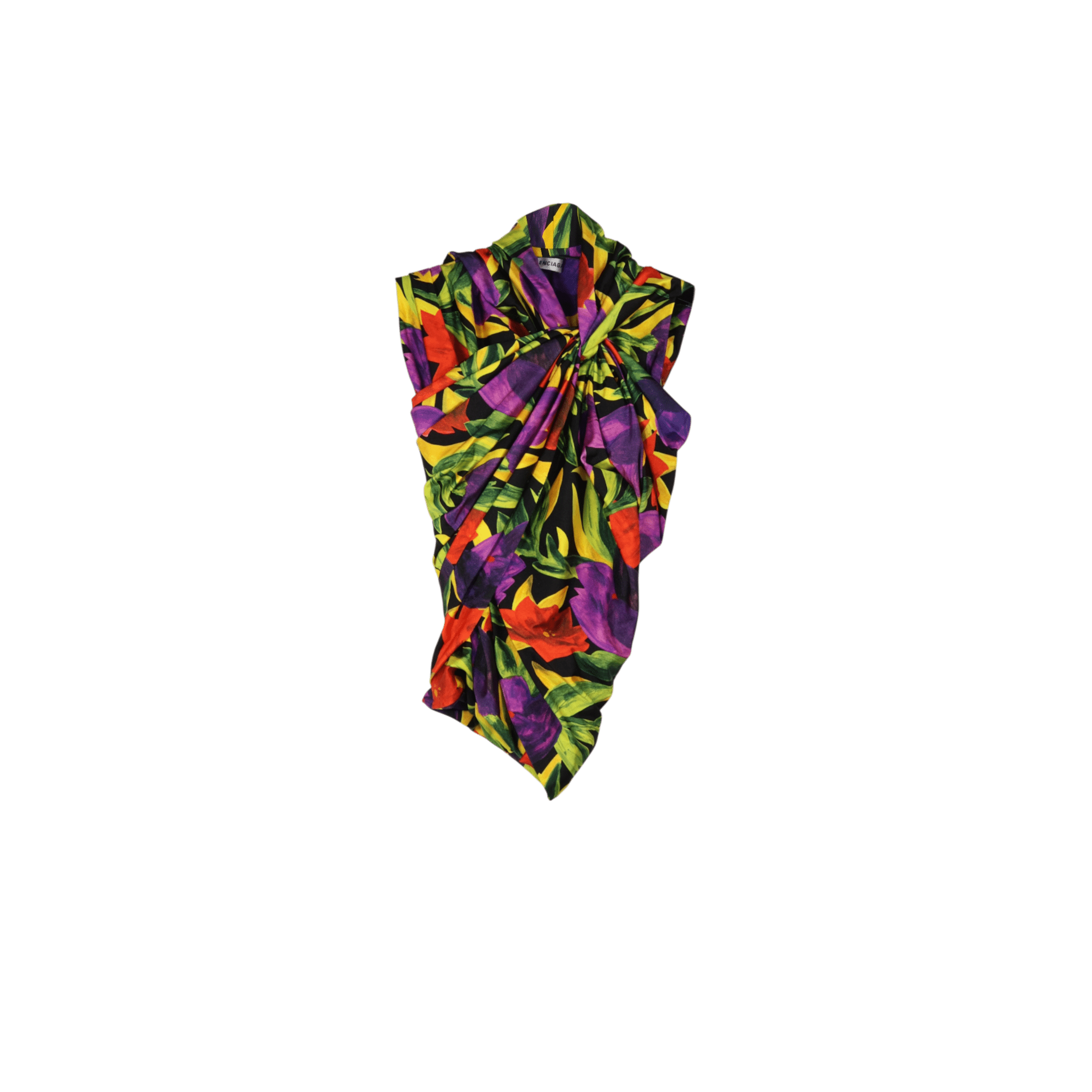 [Campaign] Balenciaga Spandex Floral Draped Tank Top (F34) - Brand New w/ Tags - Balenciaga - from the ss17 to aw21 archives
