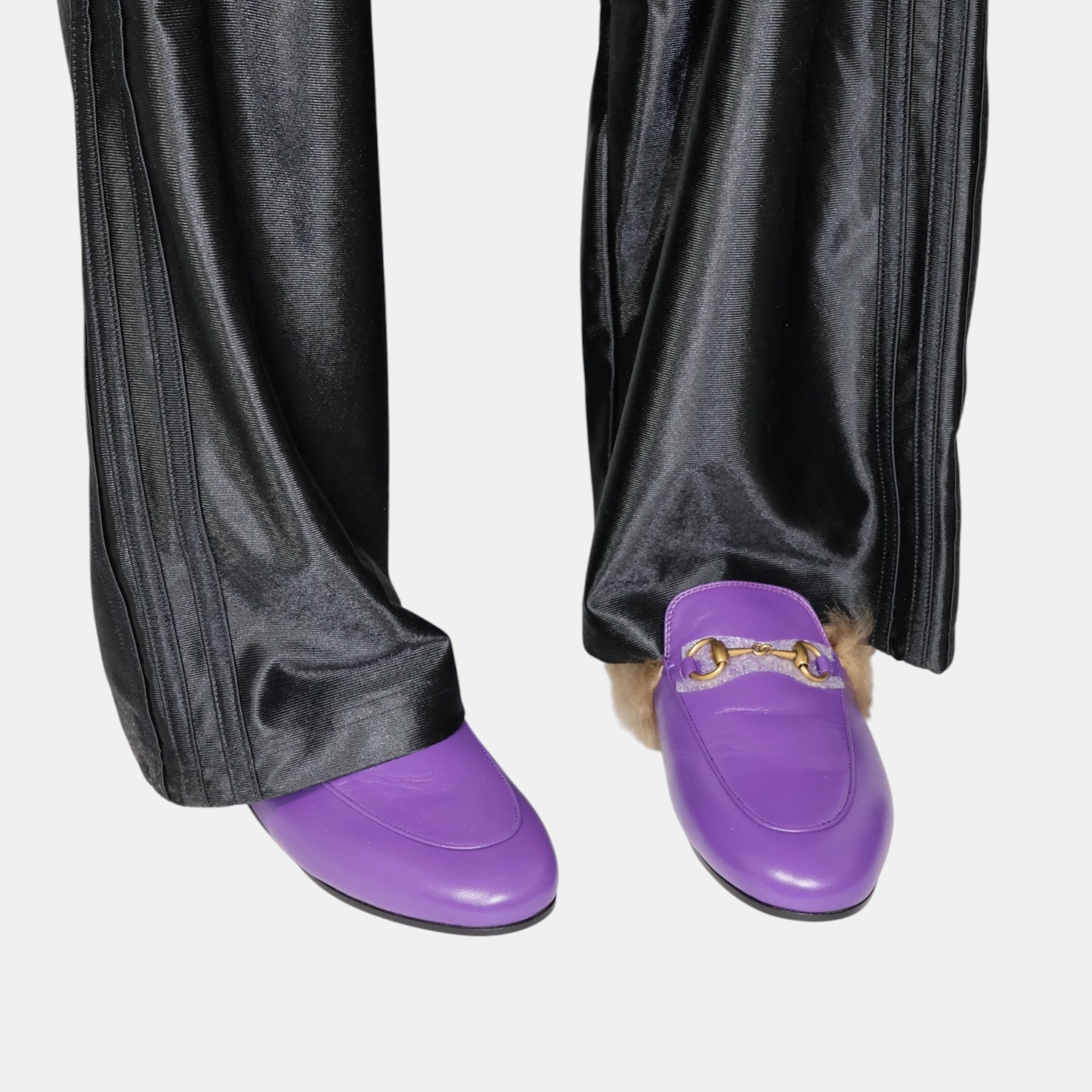 Gucci Princetown Faux Fur Mules Purple (IT37) - Brand New - Gucci - from the ss17 to aw21 archives
