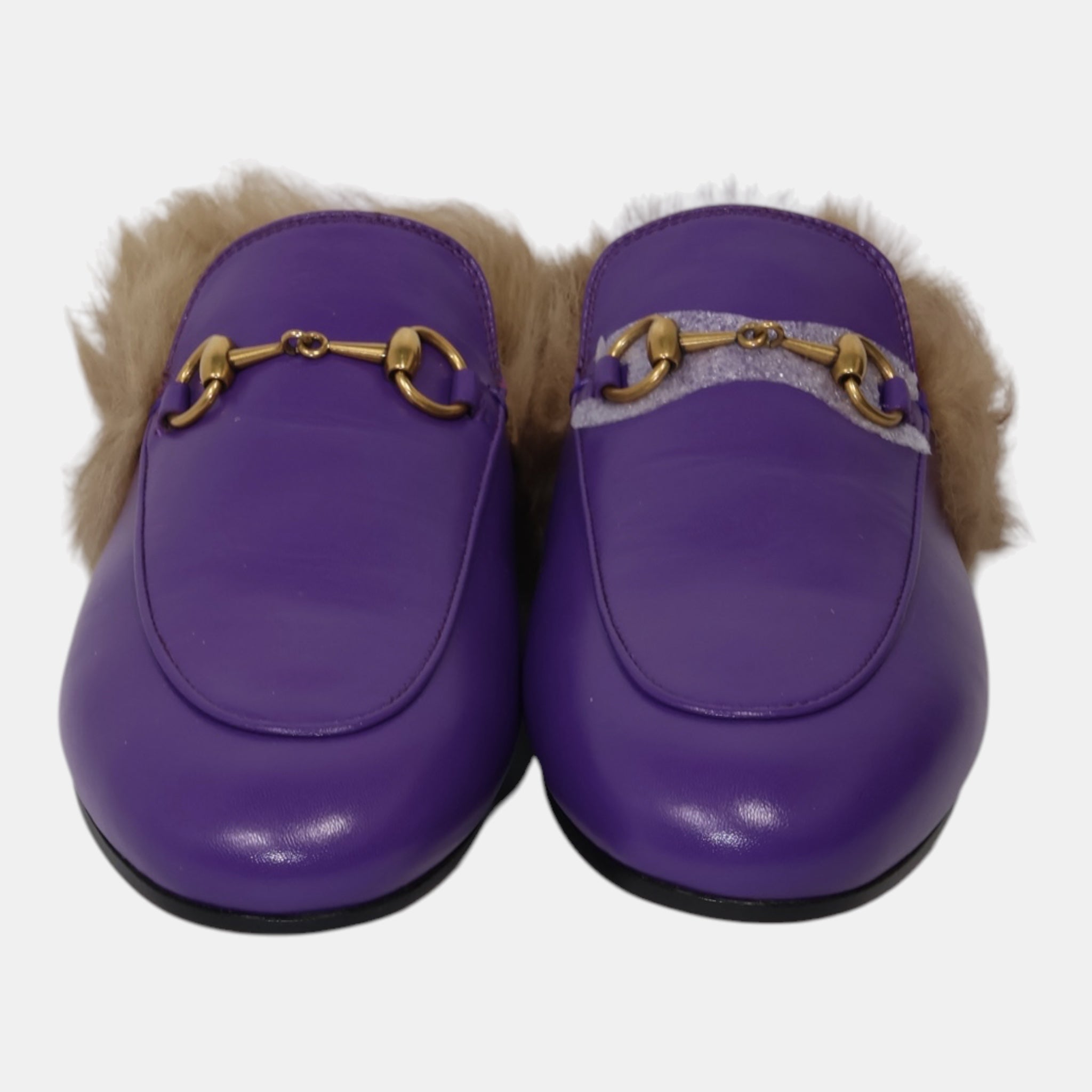 Gucci Princetown Faux Fur Mules Purple (IT37) - Brand New - Gucci - from the ss17 to aw21 archives
