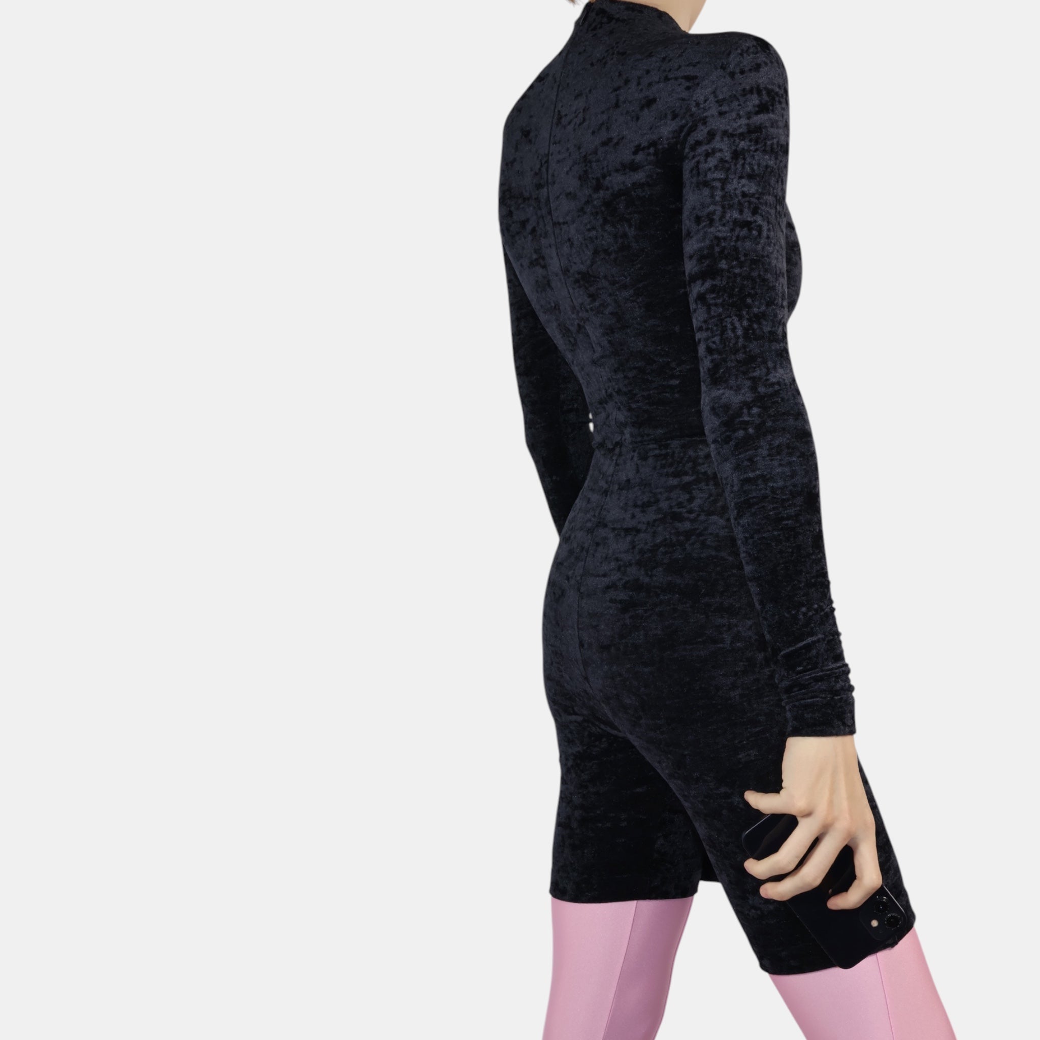 [Runway] Balenciaga Cycling Dress Crushed Velvet Black (F34) - Brand New w/ Tags - Balenciaga - from the ss17 to aw21 archives