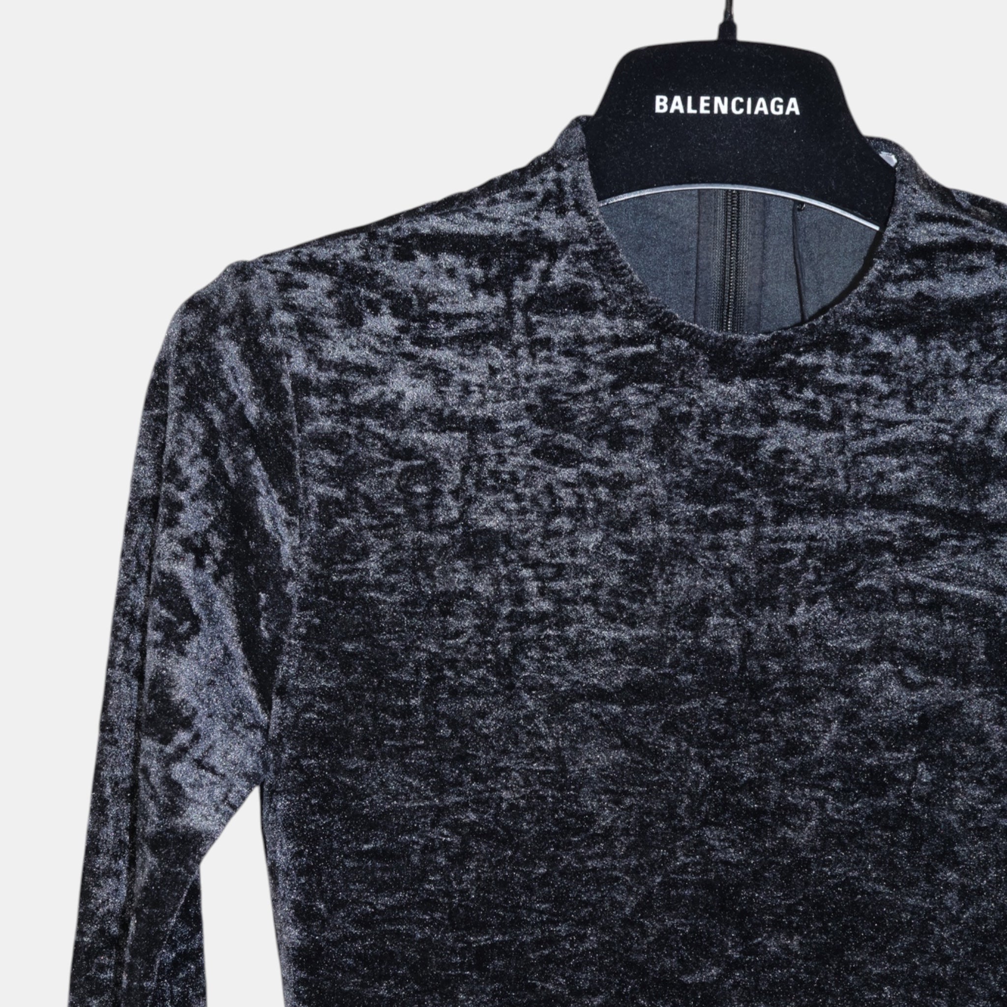 [Runway] Balenciaga Cycling Dress Crushed Velvet Black (F34) - Brand New w/ Tags - Balenciaga - from the ss17 to aw21 archives