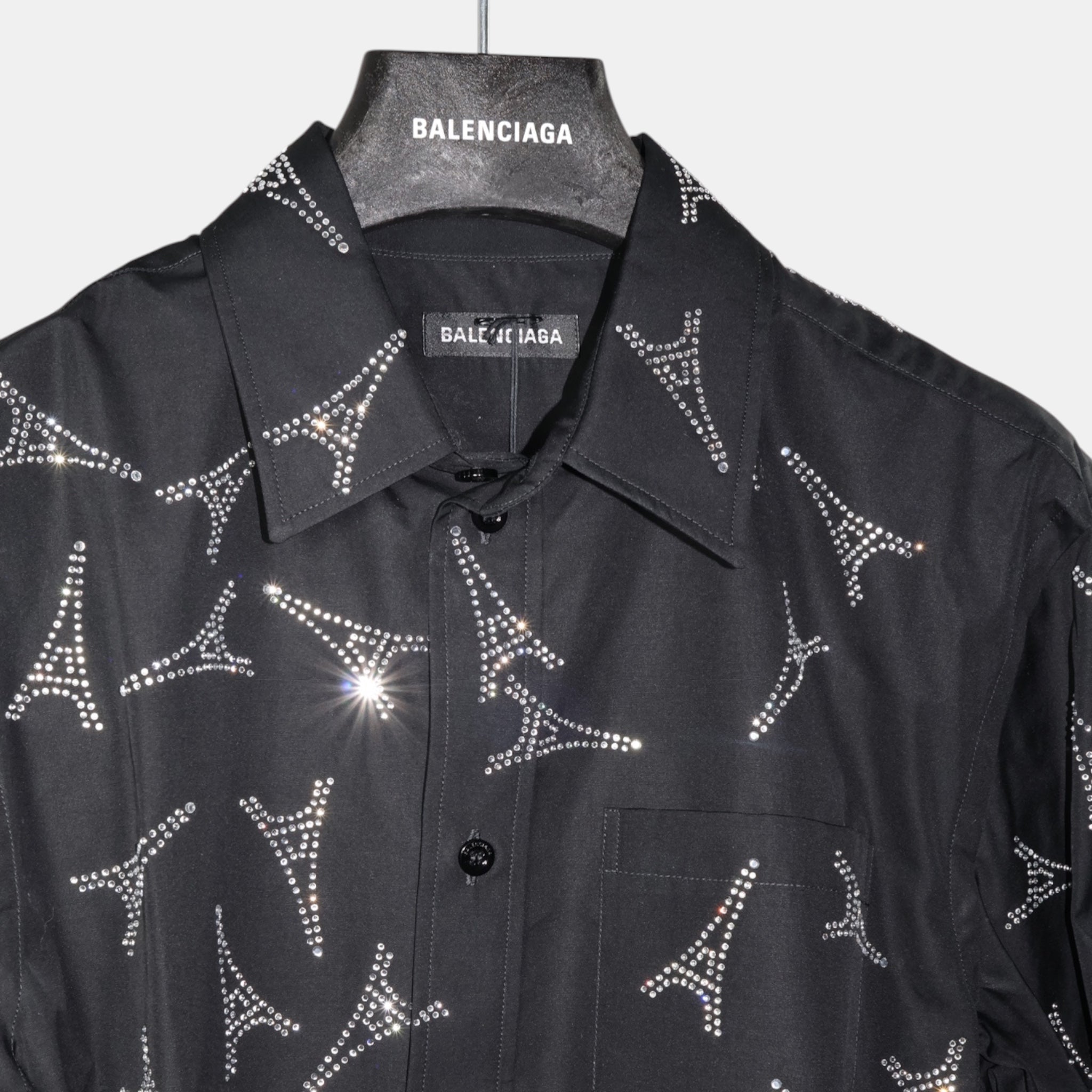 [Runway] Balenciaga Eiffel Tower Strass Shrunk Shirt (M39) - Brand New w/ Tags - Balenciaga - from the ss17 to aw21 archives