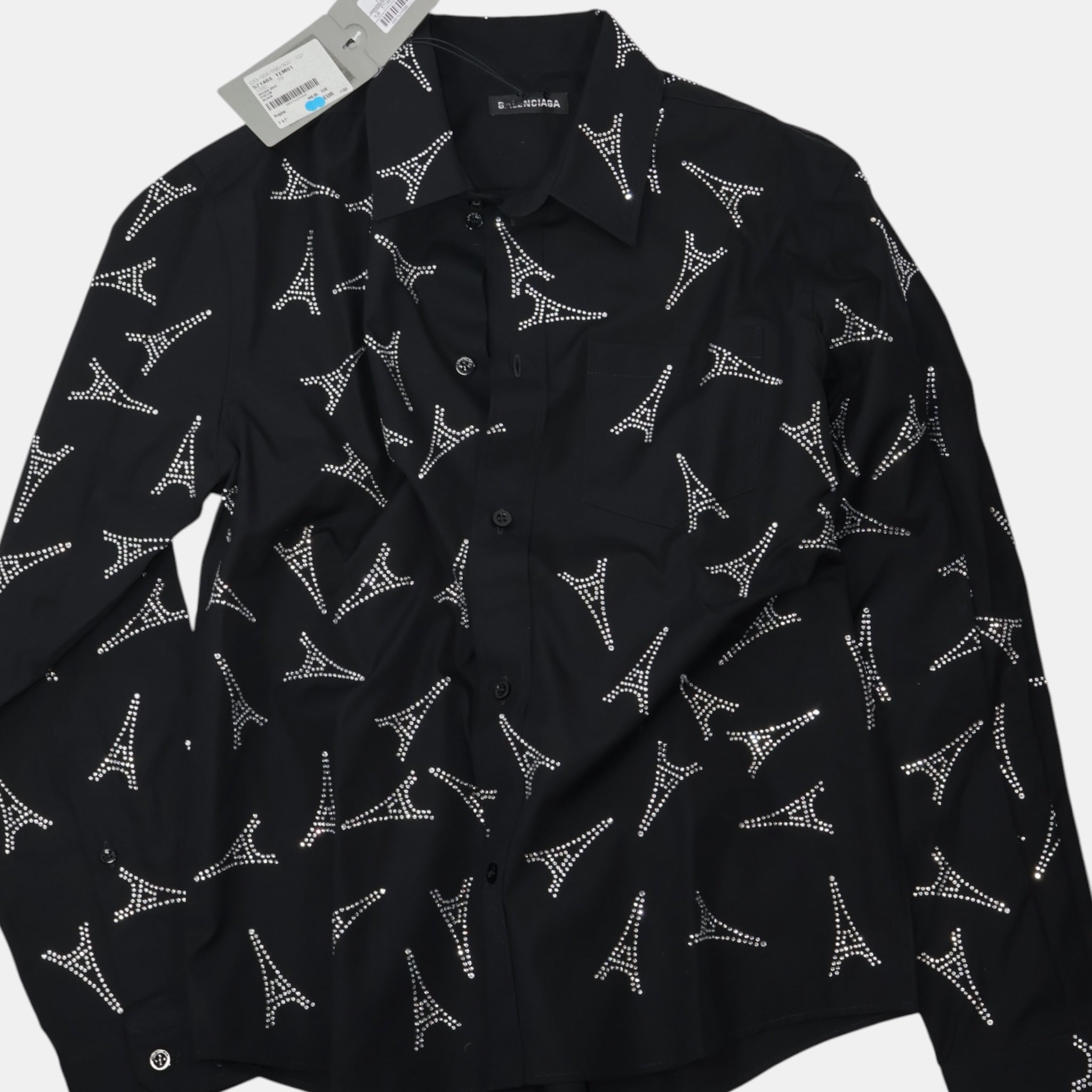 [Runway] Balenciaga Eiffel Tower Strass Shrunk Shirt (M39) - Brand New w/ Tags - Balenciaga - from the ss17 to aw21 archives