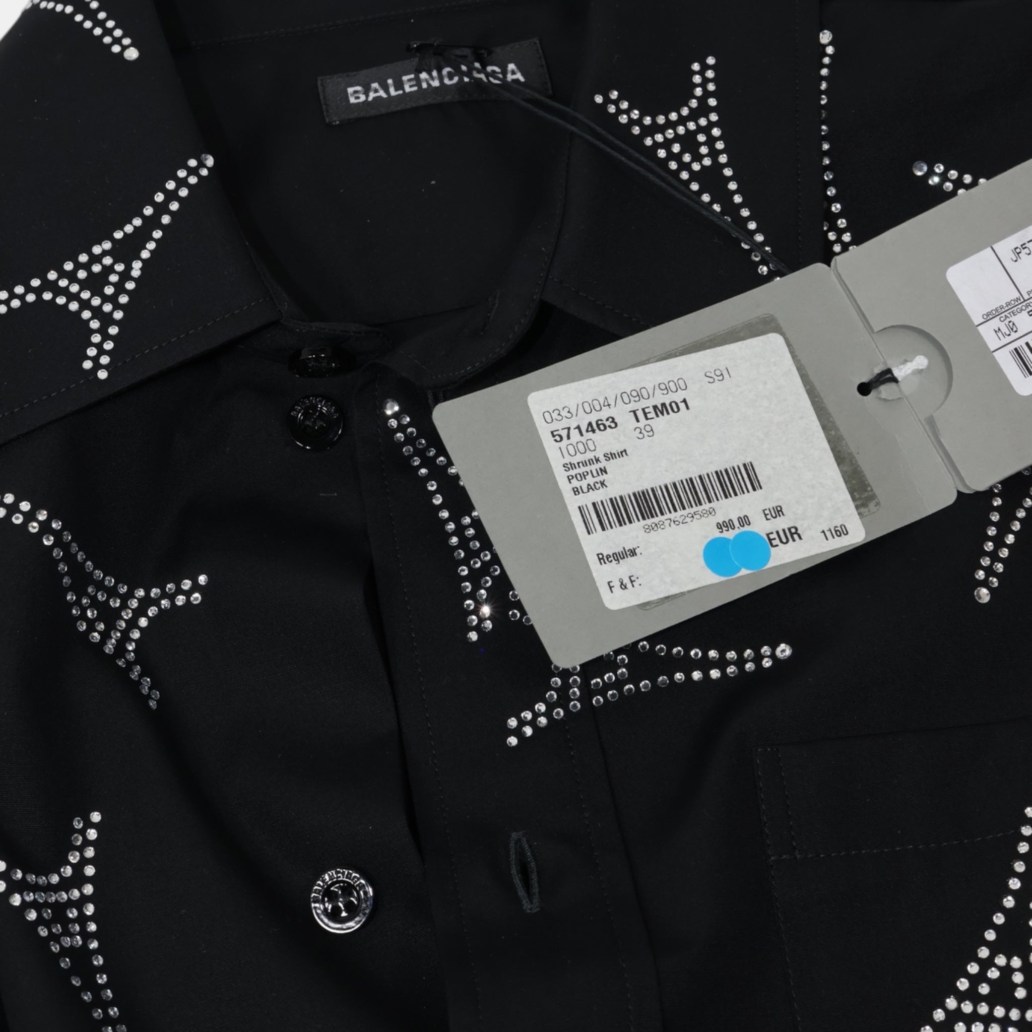 [Runway] Balenciaga Eiffel Tower Strass Shrunk Shirt (M39) - Brand New w/ Tags - Balenciaga - from the ss17 to aw21 archives