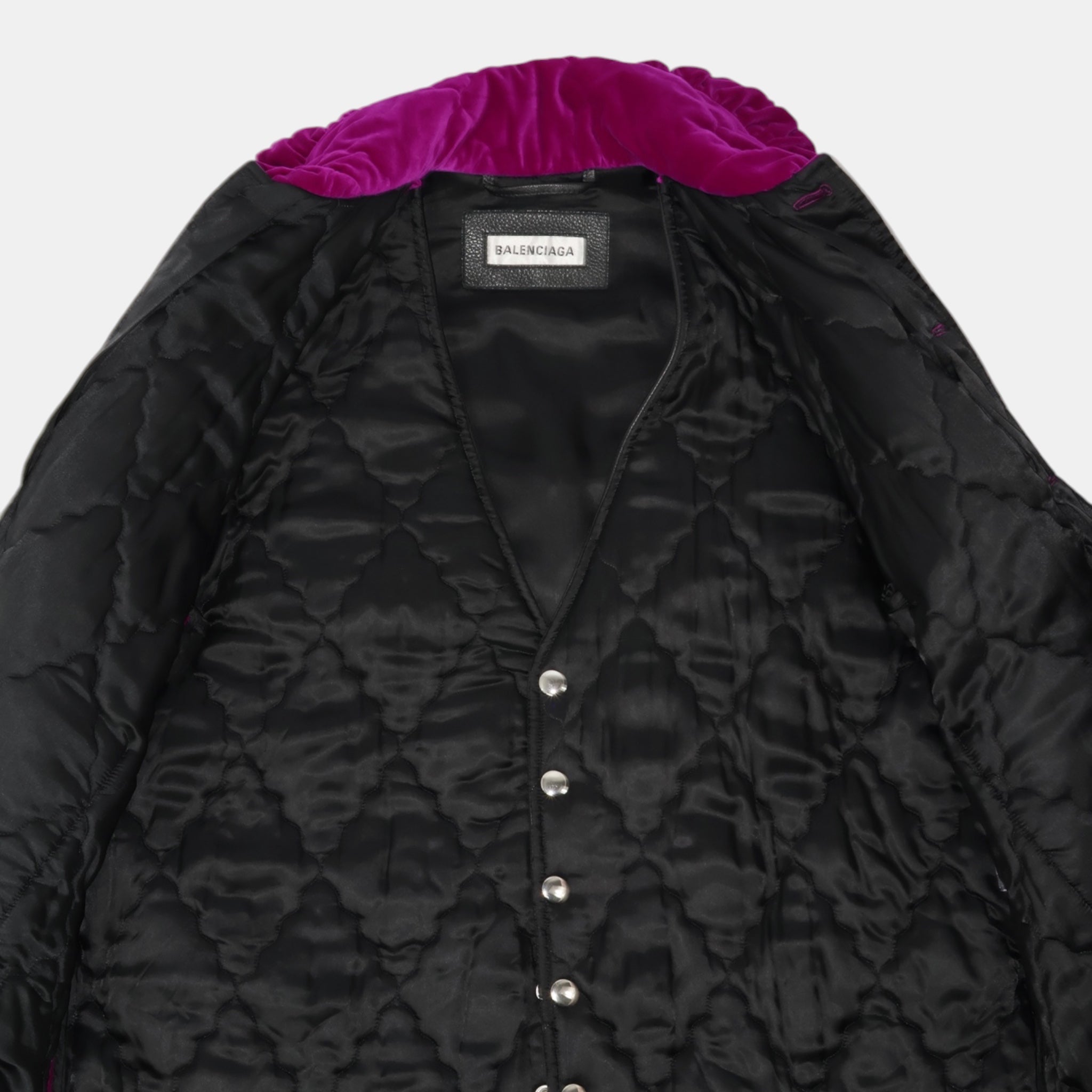 [Runway] Balenciaga Hybrid Fringe Leather Vest Quilted Velvet Jacket (XS/F36) - Brand New - Balenciaga - from the ss17 to aw21 archives