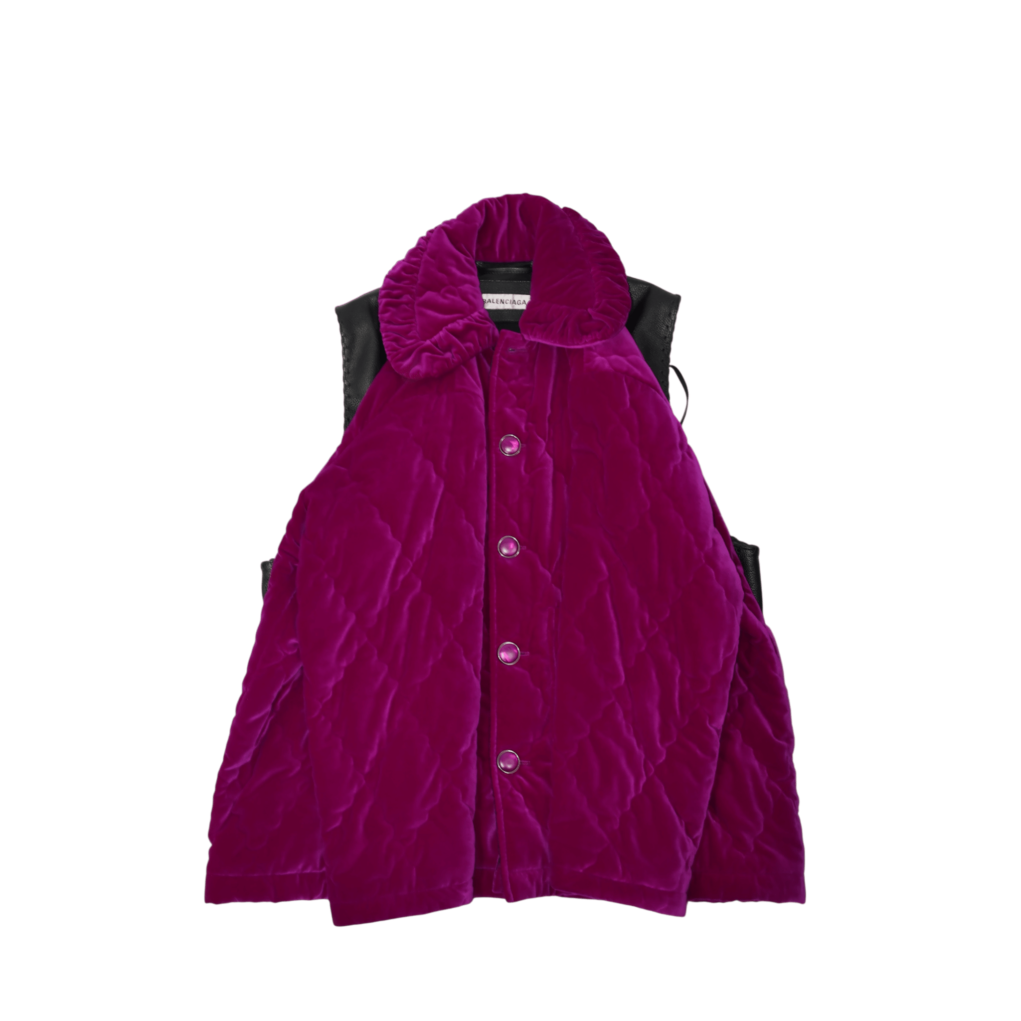 [Runway] Balenciaga Hybrid Fringe Leather Vest Quilted Velvet Jacket (XS/F36) - Brand New - Balenciaga - from the ss17 to aw21 archives