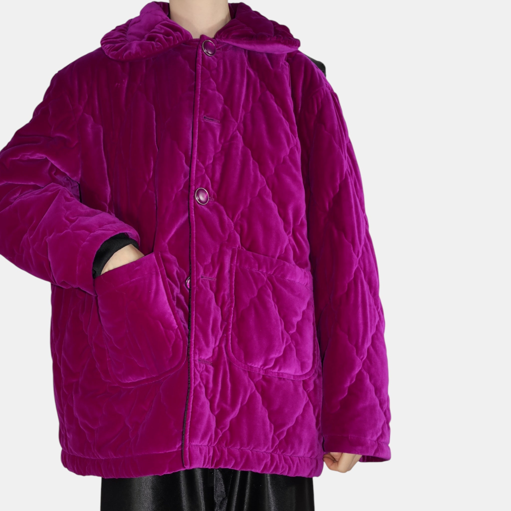 [Runway] Balenciaga Hybrid Fringe Leather Vest Quilted Velvet Jacket (XS/F36) - Brand New - Balenciaga - from the ss17 to aw21 archives