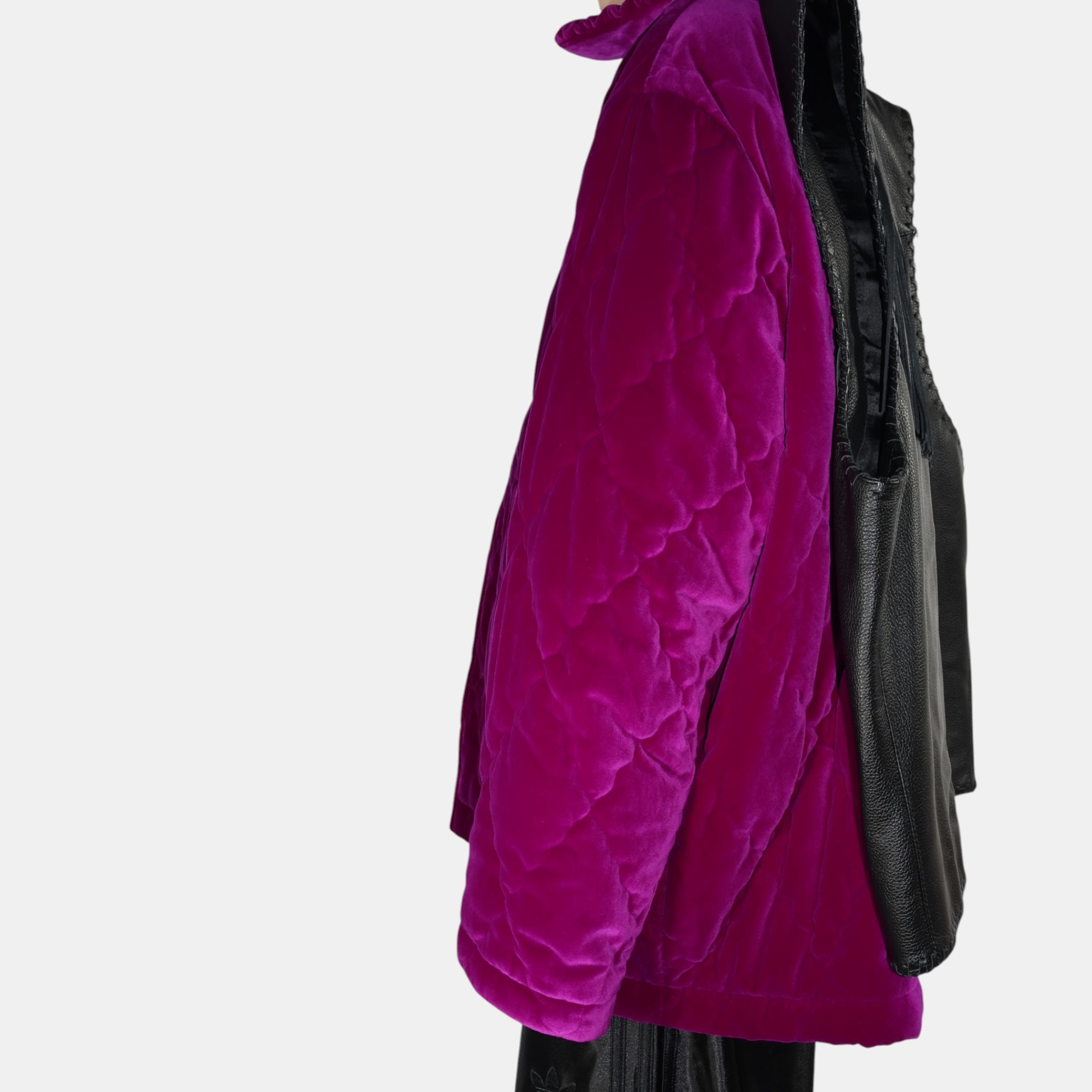 [Runway] Balenciaga Hybrid Fringe Leather Vest Quilted Velvet Jacket (XS/F36) - Brand New - Balenciaga - from the ss17 to aw21 archives