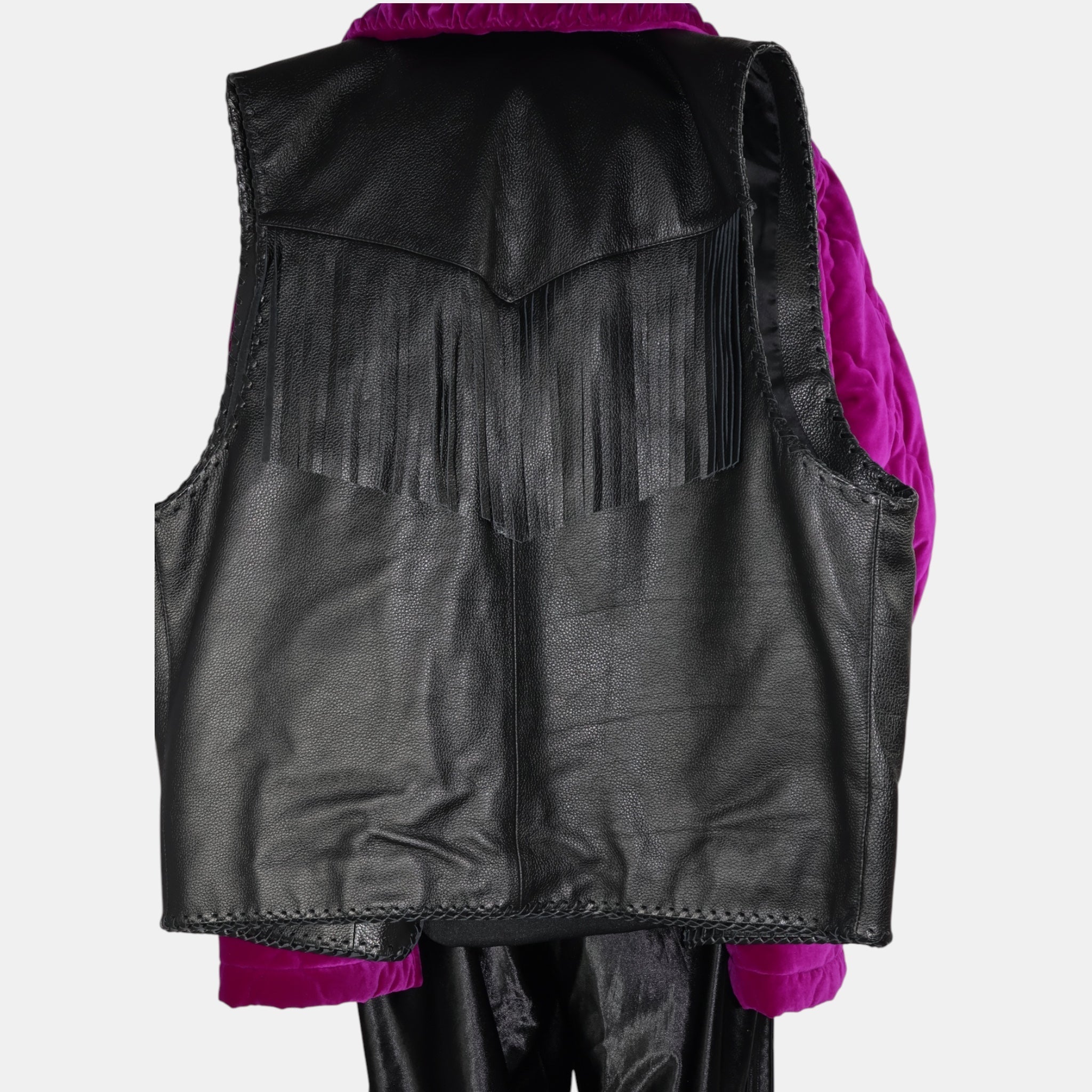 [Runway] Balenciaga Hybrid Fringe Leather Vest Quilted Velvet Jacket (XS/F36) - Brand New - Balenciaga - from the ss17 to aw21 archives