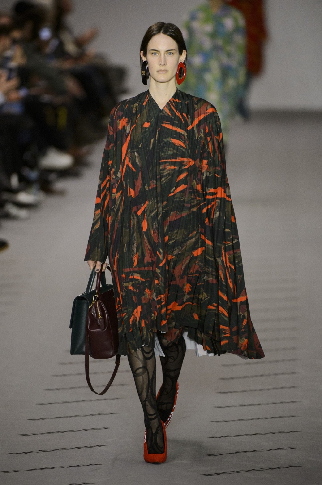 [Runway] Balenciaga Layered Pleated Printed Dress (F36) - Brand New - Balenciaga - from the ss17 to aw21 archives