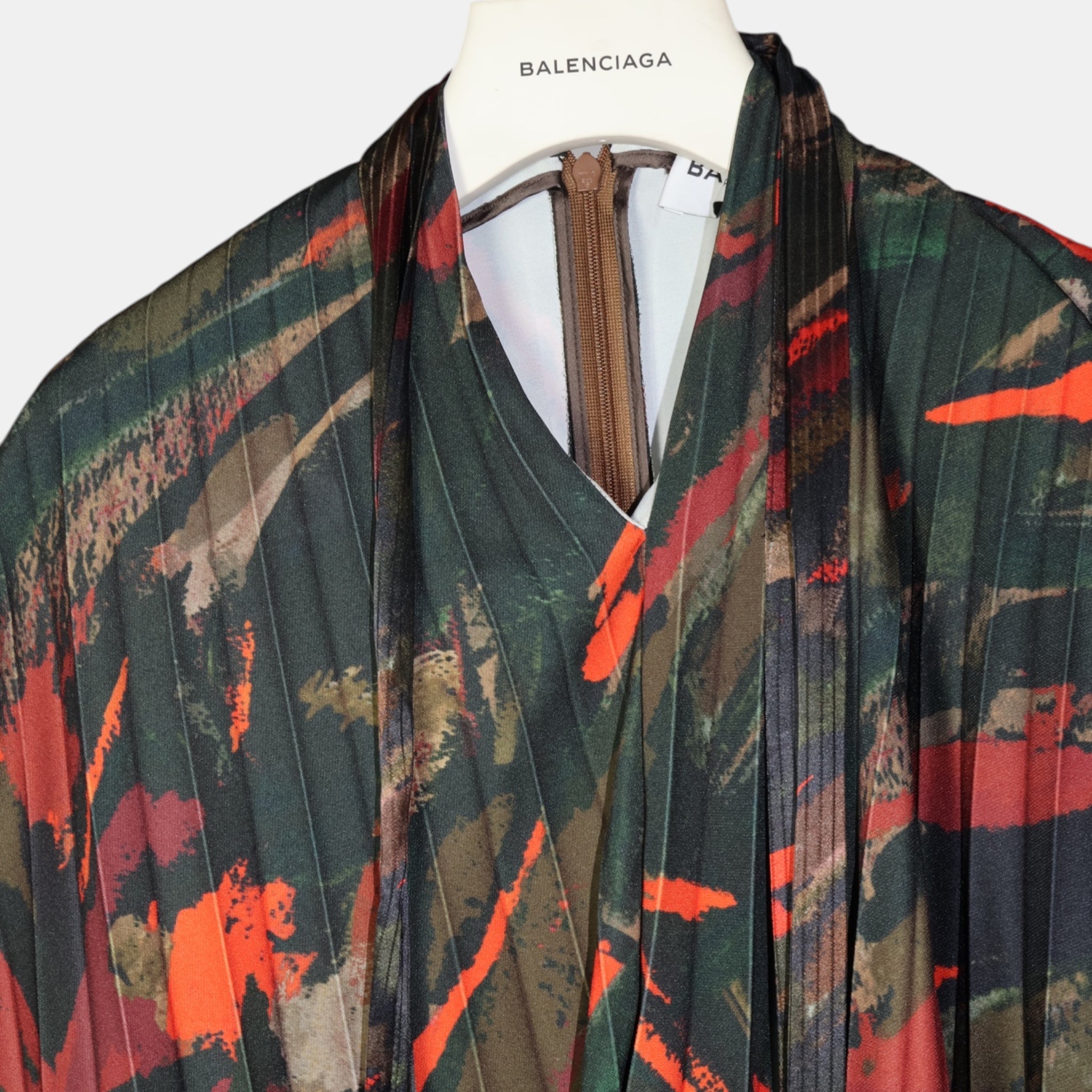 [Runway] Balenciaga Layered Pleated Printed Dress (F36) - Brand New - Balenciaga - from the ss17 to aw21 archives