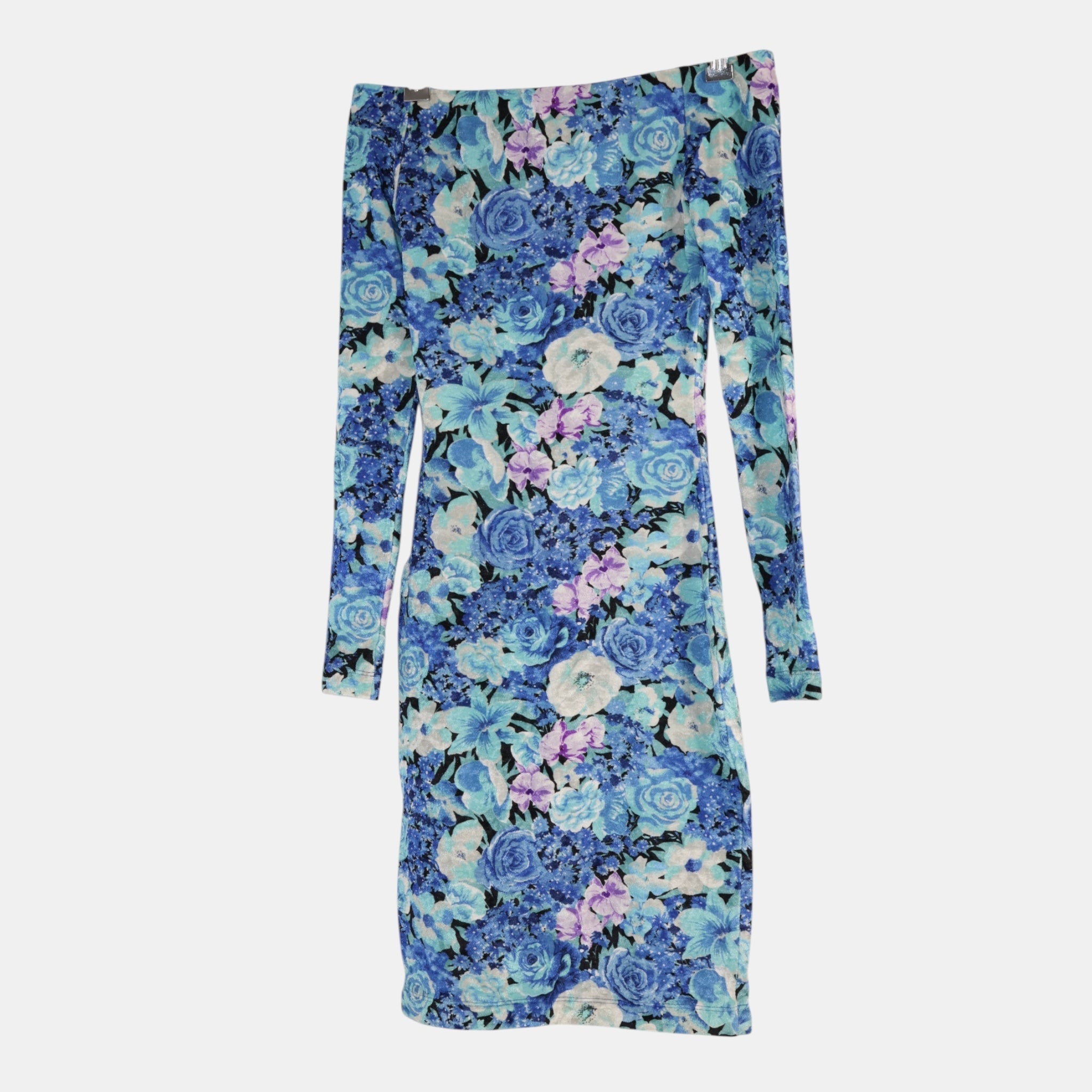 [Runway] Balenciaga Open Shoulder Floral Crushed Velvet Dress (F34) - Brand New w/ Tags - Balenciaga - from the ss17 to aw21 archives