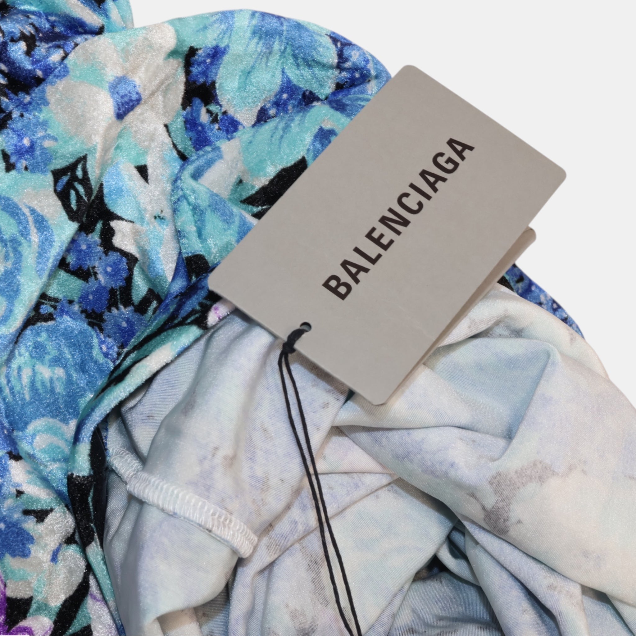 [Runway] Balenciaga Open Shoulder Floral Crushed Velvet Dress (F34) - Brand New w/ Tags - Balenciaga - from the ss17 to aw21 archives