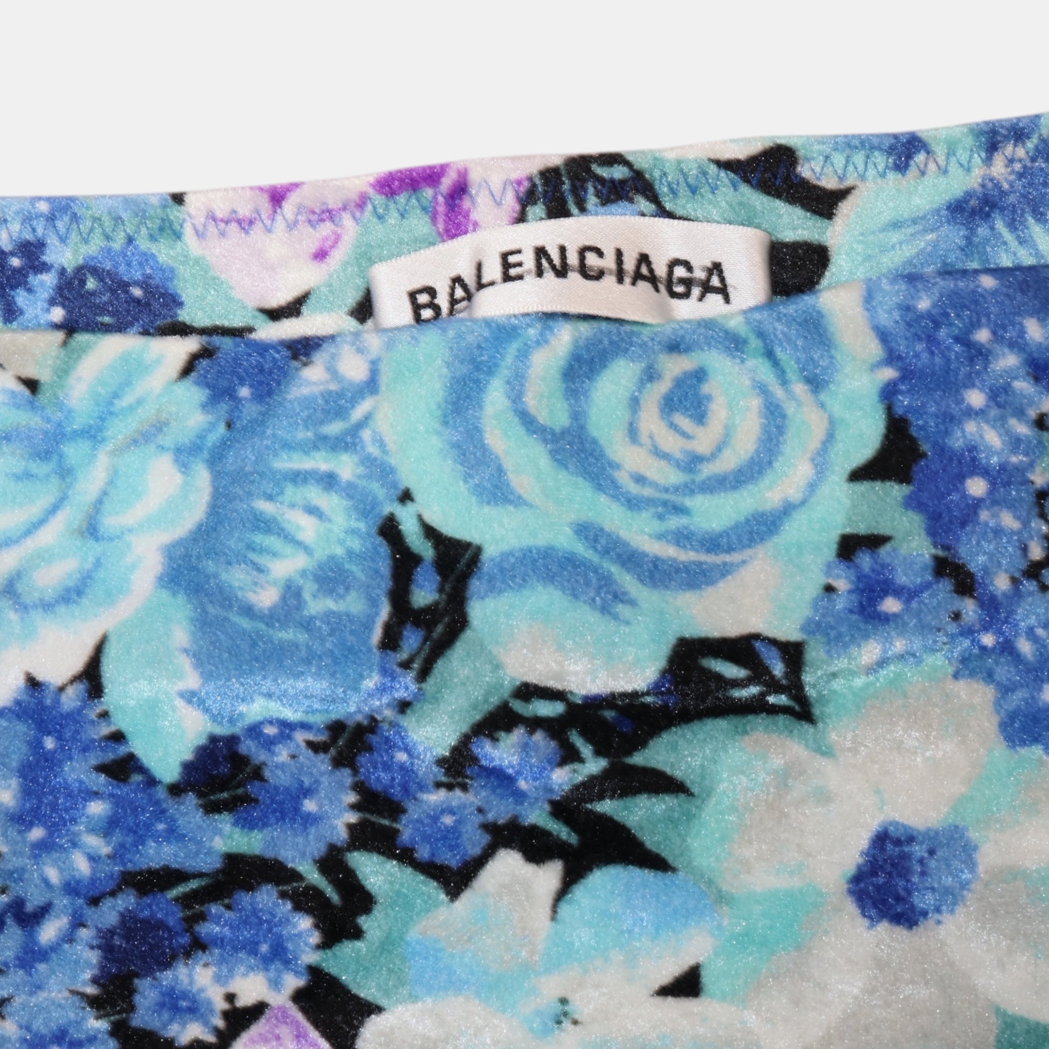 [Runway] Balenciaga Open Shoulder Floral Crushed Velvet Dress (F34) - Brand New w/ Tags - Balenciaga - from the ss17 to aw21 archives