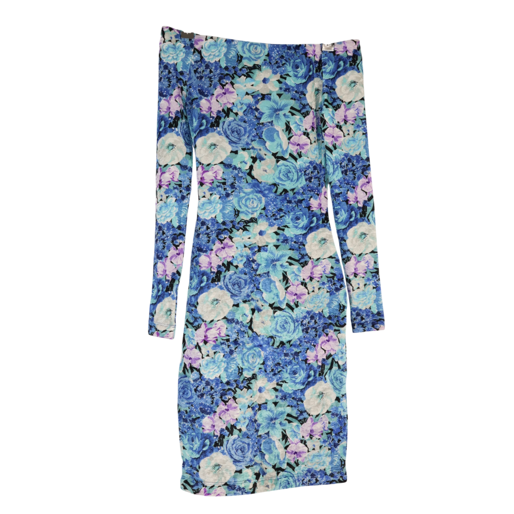 [Runway] Balenciaga Open Shoulder Floral Crushed Velvet Dress (F34) - Brand New w/ Tags - Balenciaga - from the ss17 to aw21 archives