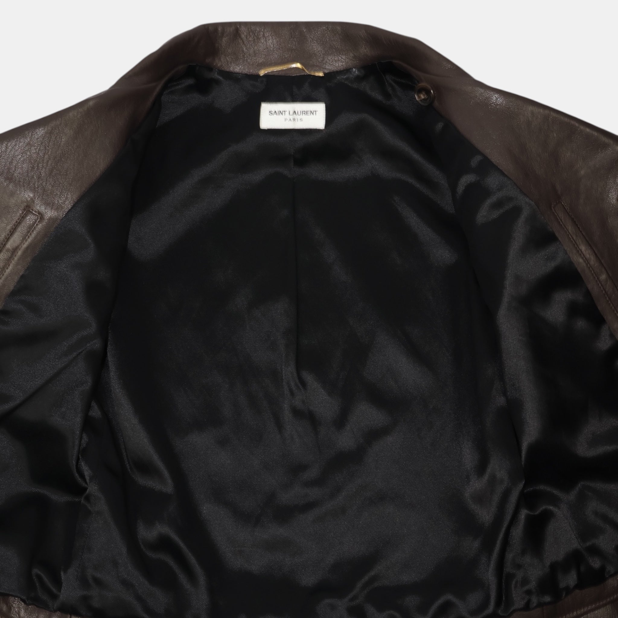 Saint Laurent FW14 Brown Double Breasted Leather Jacket Hedi Slimane (F34) - Saint Laurent - from the ss17 to aw21 archives