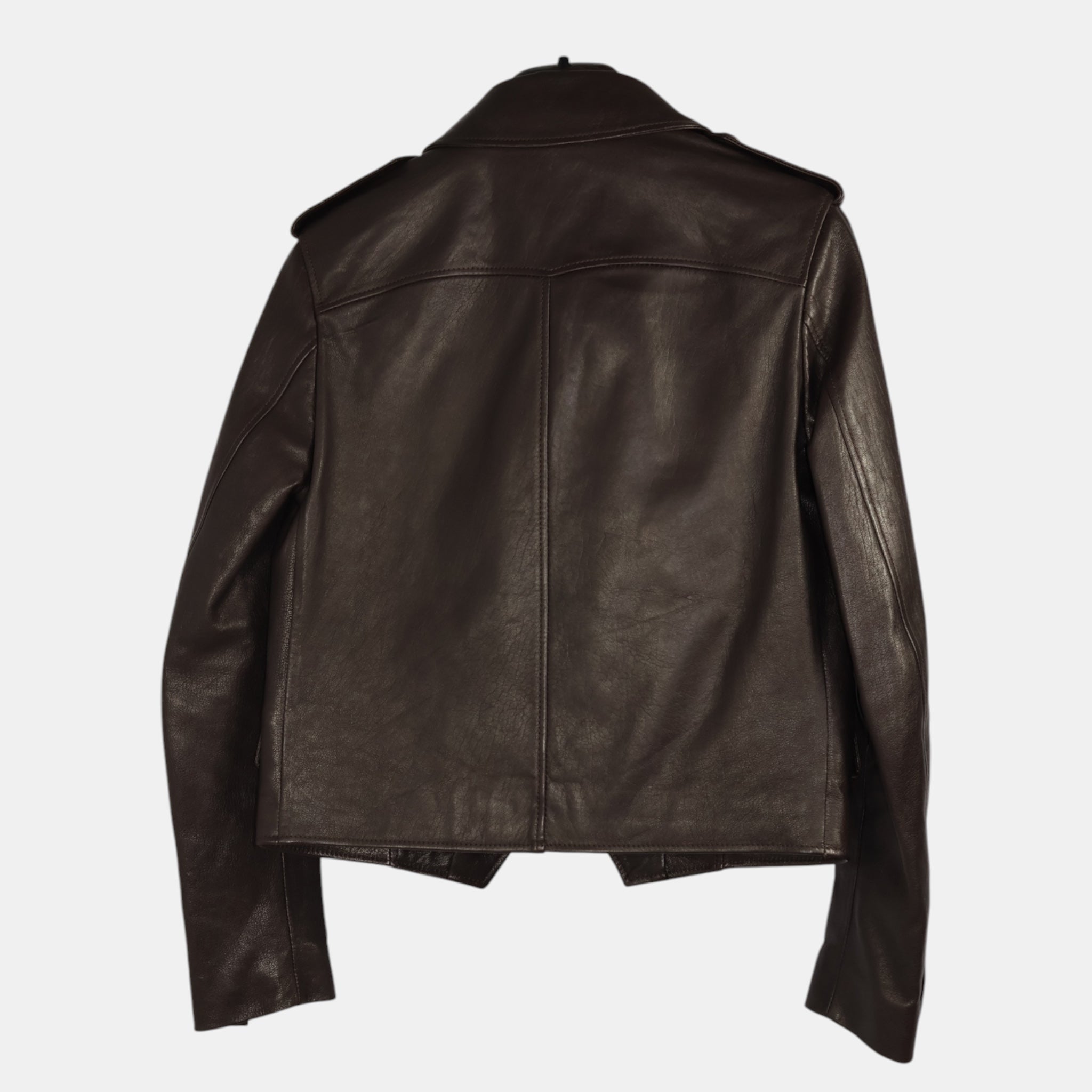 Saint Laurent FW14 Brown Double Breasted Leather Jacket Hedi Slimane (F34) - Saint Laurent - from the ss17 to aw21 archives