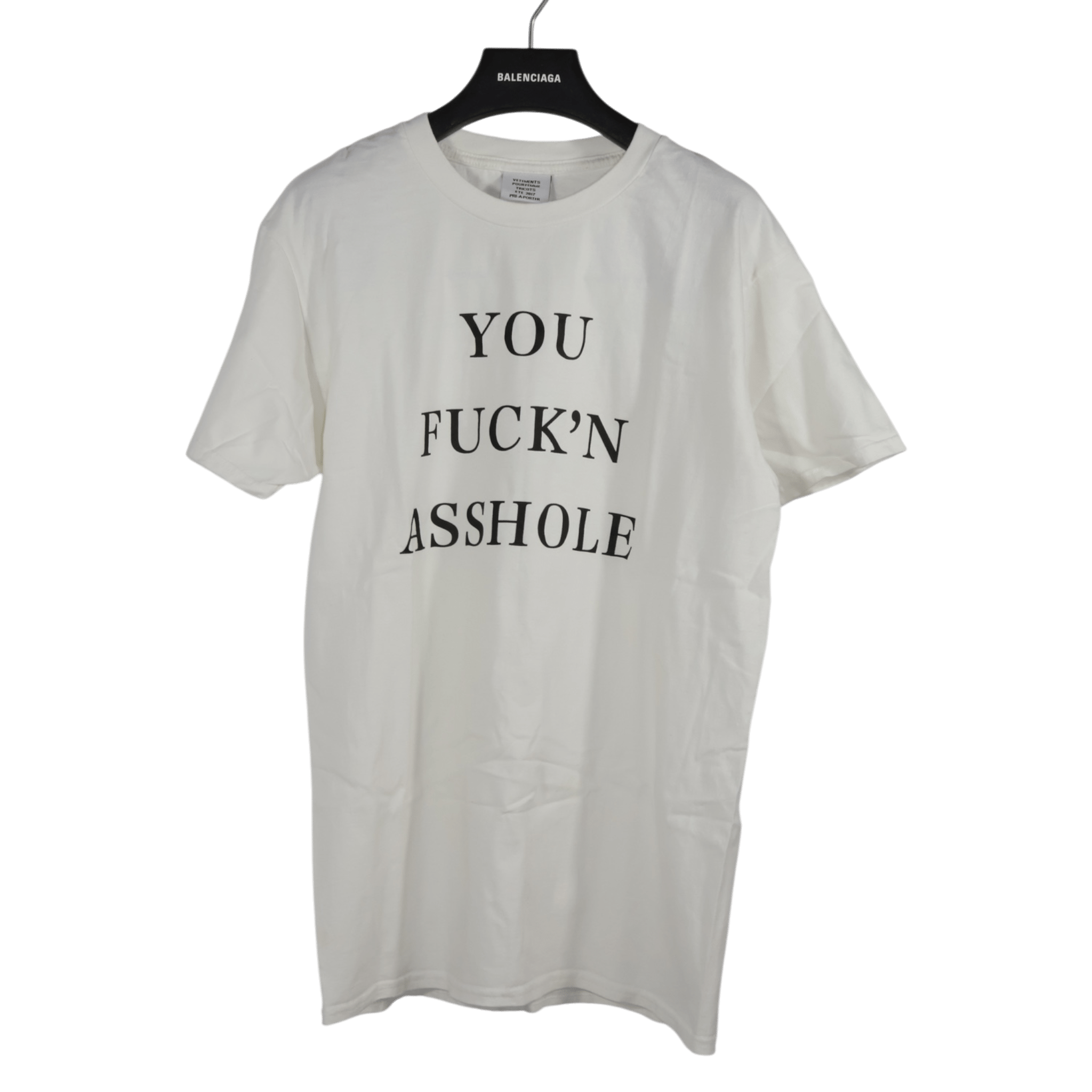 Vetements You Fuckin Asshole Simple T-shirt (XS) - Excellent - Vetements - from the ss17 to aw21 archives